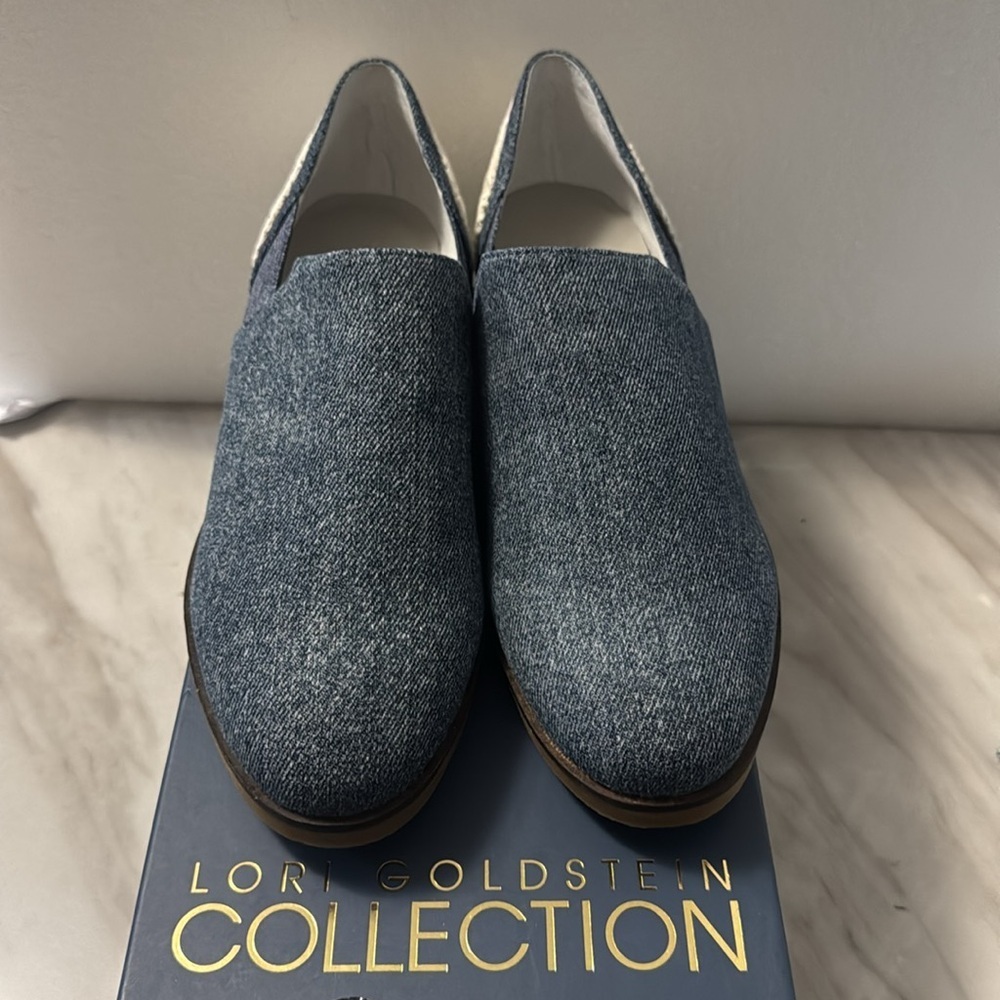 Lori Goldstein Collection Castiel Denim Lace Slip On Loafers size 8.5